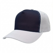 USA-made 5S Navy-White Polycotton Twill baseball cap, 3q view, manufactured in Newark NJ