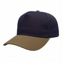 USA-made 5S Navy-Khaki Polycotton Twill baseball cap, 3q view, manufactured in Newark NJ