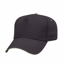 USA-made 5L Navy-Khaki Diamond Pro baseball cap, 3q view, manufactured in Newark NJ