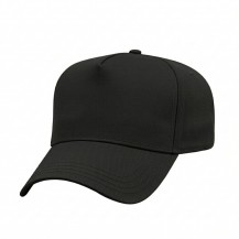USA-made 5L Black Domestic Twill baseball cap, 3q view, manufactured in Newark NJ