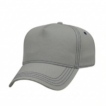 USA-made 5L Light Gray-Navy Domestic Twill baseball cap, 3q view, manufactured in Newark NJ