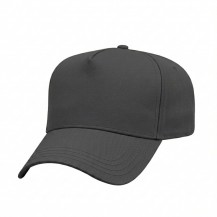 USA-made 5L Dark Gray Domestic Twill baseball cap, 3q view, manufactured in Newark NJ