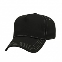 USA-made 5L Black-Light Gray Domestic Twill baseball cap, 3q view, manufactured in Newark NJ