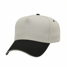 USA-made 5L Putty-Black Domestic Twill baseball cap, 3q view, manufactured in Newark NJ