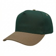 USA-made 5S Hunter Green-Khaki Domestic Twill baseball cap, 3q view, manufactured in Newark NJ
