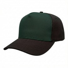USA-made 5S Hunter Green-Black Domestic Twill baseball cap, 3q view, manufactured in Newark NJ