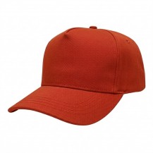 USA-made 5S Orange Domestic Twill baseball cap, 3q view, manufactured in Newark NJ
