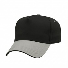 USA-made 5L Black-Light Gray Organic Twill baseball cap, 3q view, manufactured in Newark NJ