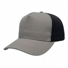 5OTSFO60 Light Gray-Black 3q USA-made 5S Light Gray-Black Organic Twill baseball cap, 3q view, manufactured in Newark NJ