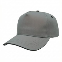 USA-made 5S Light Gray-Black Organic Twill baseball cap, 3q view, manufactured in Newark NJ