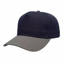 USA-made 5S Navy-Light Gray Organic Twill baseball cap, 3q view, manufactured in Newark NJ