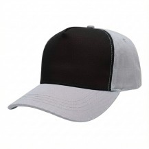 USA-made 5S Black-White Organic Twill baseball cap, 3q view, manufactured in Newark NJ
