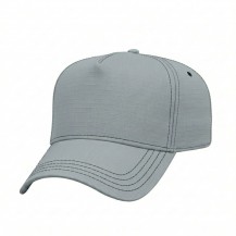 5RSLPE90 Light Gray-Black 3q USA-made 5L Light Gray-Black Ripstop baseball cap, 3q view, manufactured in Newark NJ