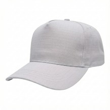 USA-made 5S White Ripstop baseball cap, 3q view, manufactured in Newark NJ