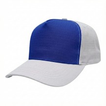USA-made 5S Royal Blue-White Ripstop baseball cap, 3q view, manufactured in Newark NJ