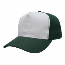 USA-made 5S White-Hunter Green Ripstop baseball cap, 3q view, manufactured in Newark NJ