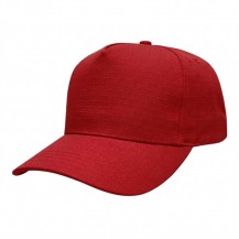 USA-made 5S Red Ripstop baseball cap, 3q view, manufactured in Newark NJ