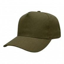 USA-made 5S Olive Ripstop baseball cap, 3q view, manufactured in Newark NJ
