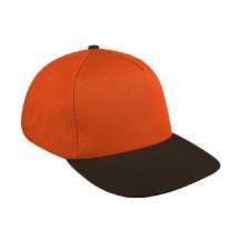 Orange-Black 2 Tone 5 Panel Lo Chino Buckle Baseball Cap
