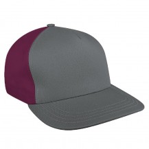 Light Gray-Burgundy Split 5 Panel Lo Ripstop Velcro Baseball Cap