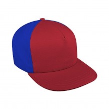 Red-Royal Blue Split 5 Panel Hi Ripstop Slider Baseball Cap