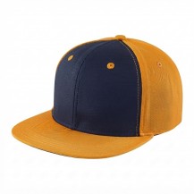 USA-made 6H Navy-Athletic Gold Chino baseball cap, 3q view, manufactured in Newark NJ