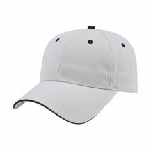 USA-made 6L White-Black Chino baseball cap, 3q view, manufactured in Newark NJ