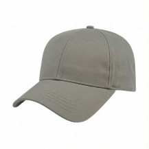 USA-made 6L Light Gray Chino baseball cap, 3q view, manufactured in Newark NJ