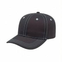 USA-made 6S Dark Gray-White Chino baseball cap, 3q view, manufactured in Newark NJ