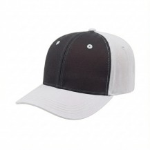 USA-made 6S Dark Gray-White Chino baseball cap, 3q view, manufactured in Newark NJ