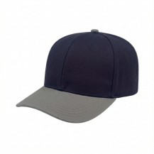 USA-made 6S Navy-Light Gray Chino baseball cap, 3q view, manufactured in Newark NJ
