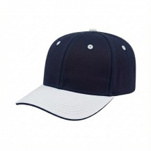 USA-made 6S Navy-White Chino baseball cap, 3q view, manufactured in Newark NJ