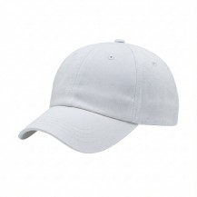 USA-made 6U White Chino baseball cap, 3q view, manufactured in Newark NJ