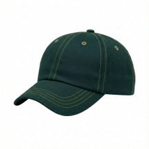 USA-made 6U Hunter Green-Khaki Chino baseball cap, 3q view, manufactured in Newark NJ