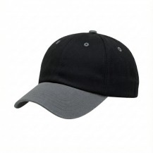 USA-made 6U Black-Light Gray Chino baseball cap, 3q view, manufactured in Newark NJ