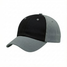 USA-made 6U Black-Light Gray Chino baseball cap, 3q view, manufactured in Newark NJ
