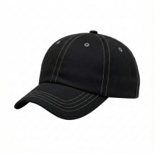 USA-made 6U Black-Light Gray Chino baseball cap, 3q view, manufactured in Newark NJ