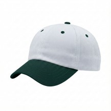 USA-made 6U White-Hunter Green Chino baseball cap, 3q view, manufactured in Newark NJ