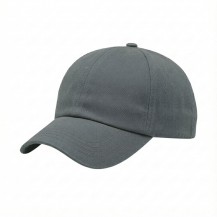 USA-made 6U Light Gray Chino baseball cap, 3q view, manufactured in Newark NJ