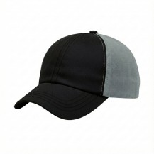 USA-made 6U Black-Light Gray Chino baseball cap, 3q view, manufactured in Newark NJ