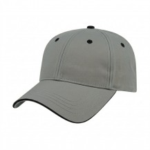 USA-made 6L Light Gray-Black Brushed Denim baseball cap, 3q view, manufactured in Newark NJ