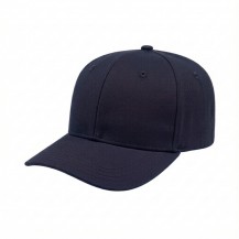 USA-made 6S Navy Brushed Denim baseball cap, 3q view, manufactured in Newark NJ