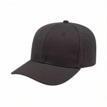 USA-made 6S Dark Gray Brushed Denim baseball cap, 3q view, manufactured in Newark NJ