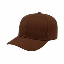 USA-made 6S Brown Brushed Denim baseball cap, 3q view, manufactured in Newark NJ