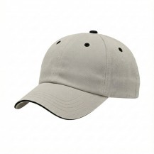 USA-made 6U Putty-Black Brushed Denim baseball cap, 3q view, manufactured in Newark NJ