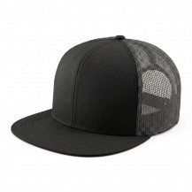 USA-made 6H Black Chino baseball cap, 3q view, manufactured in Newark NJ