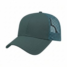 USA-made 6L Hunter Green Chino baseball cap, 3q view, manufactured in Newark NJ