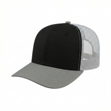 USA-made 6S Black-Light Gray Chino baseball cap, 3q view, manufactured in Newark NJ