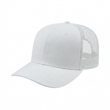 USA-made 6S White Chino baseball cap, 3q view, manufactured in Newark NJ