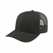 USA-made 6S Black Chino baseball cap, 3q view, manufactured in Newark NJ